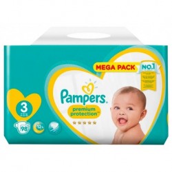 Pampers Couches Premium Megapack Taille 3 (6-10Kg) x98 (lot de 2)