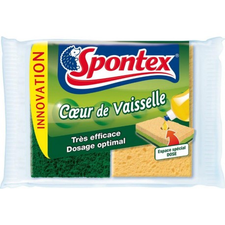 Spontex Eponge Coeur de Vaisselle Espace Spécial Dose Par 2 (lot de 3 soit 6 éponges)