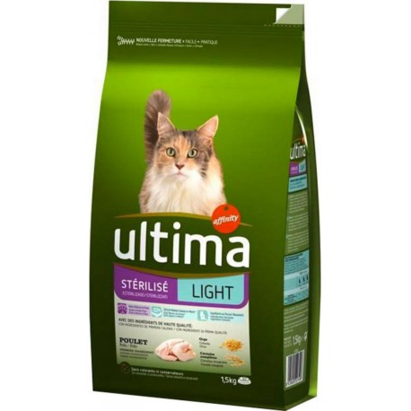 Ultima Croquettes Chat Stérilisé Light Poulet 1,5Kg (lot de 3)