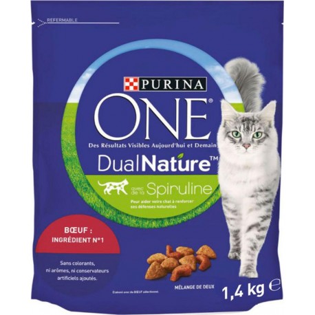 Purina One Croquettes Chat DualNature Boeuf 1,4Kg (lot de 3)