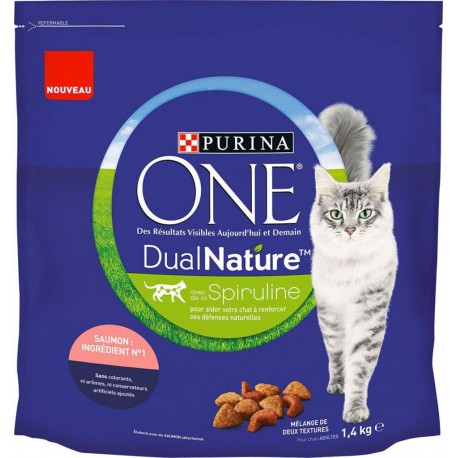 Purina One Croquettes Chat DualNature Saumon 1,4Kg (lot de 3)
