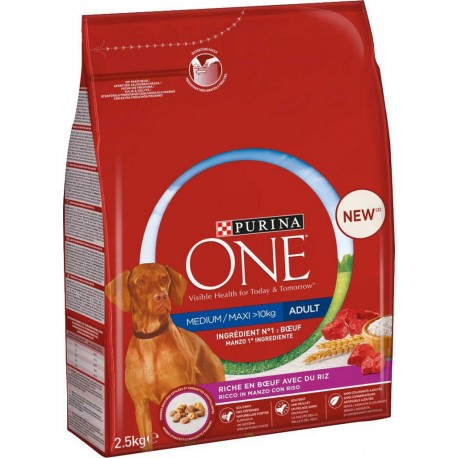 Purina One Croquettes Chien Adult Maxi +10Kg Boeuf 2,5Kg (lot de 3)