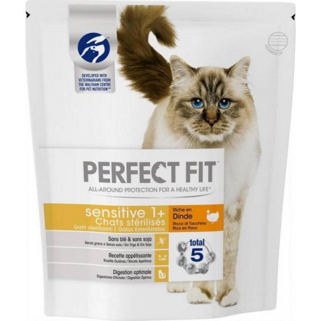 Perfect Fit Total 5 Croquettes Chats Stérilisés Sensitive 1+ Dinde 1,4Kg (lot de 3)