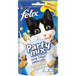 Felix Croquettes Chats Party Mix Délices Lactés Yaourt Cheddar 60g (lot de 10)