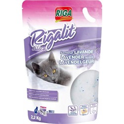 Riga Rigalit Silica Litière Pour Chat Longue Durée Hyper Absorbante Senteur Lavance 2,2Kg (lot de 2)