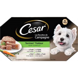 Cesar Les Recettes de Campagne Terrines Traiteur 100% Complet 150g par 4 (lot de 4 soit 16 boîtes)