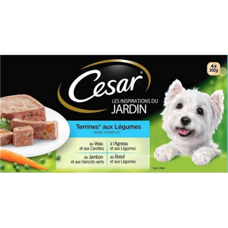 Cesar Les Inspirations du Jardin Terrines aux Légumes 100% Complet 300g par 4 (lot de 2 soit 8 boîtes)
