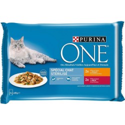 Purina One Spécial Chat Stérilisé au Poulet et Bœuf 85g par 4 rations