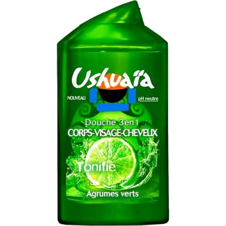 Ushuaïa Douche Corps Visage Cheveux Homme Agrumes Vert 250ml (lot de 3)