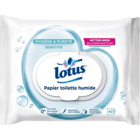 Lotus Papier Toilette Humide “Sensitive” 42 Lingettes (lot de 6)