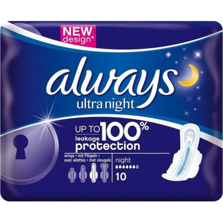 Always Ultra Nuit Serviettes Hygiéniques “Taille 3” x10 (lot de 4)