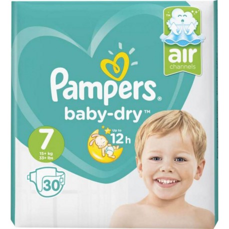 Pampers Couches Baby-Dry Géant Taille 7 (15Kg+) x30 (lot de 2)