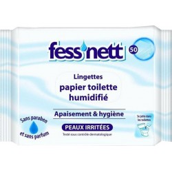 Fess’nett Papier Toilette Humide “Peaux Irritées” 50 Lingettes (lot de 6)
