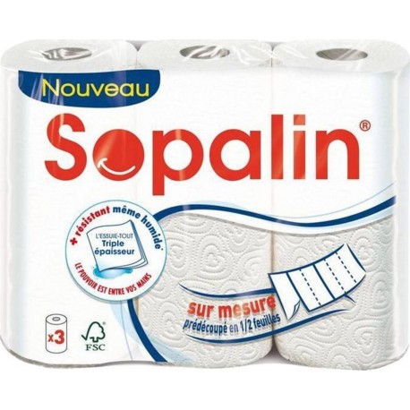 Sopalin “Sur Mesure” Essuie-tout 3 Rouleaux (lot de 3)