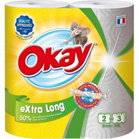 Okay Extra Long Essuie-tout 4 Rouleaux (lot de 3)