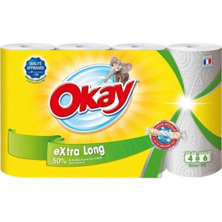 Okay Extra Long Essuie-tout 4 Rouleaux (lot de 4)