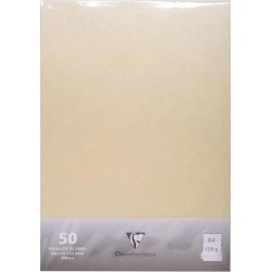 Clairefontaine 50 Feuilles Couleur Ivoire Irisé 120g Format A4 (lot de 2)
