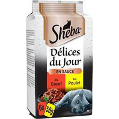 Sheba Délices du Jour en sauce sélection du boucher pour chats 6x50g 300g