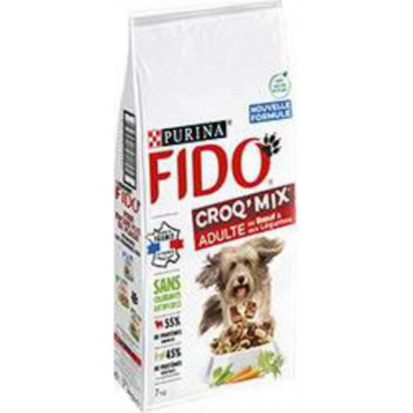 Fido Croq Mix Croquettes Bœuf et Légumes pour chien adulte 7Kg