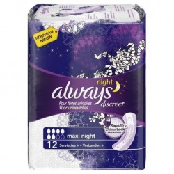 Always Discreet Serviettes Pour Fuites Urinaires Maxi Night x12 (lot de 2)
