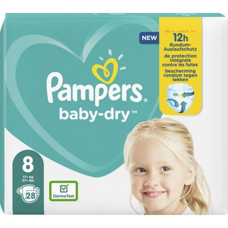 Pampers Baby-Dry Couches-culotte taille 8 pour 17Kg+ x28