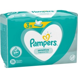Pampers Lingettes Bébé Sensitive Pack 3&nbsp;Paquets 156&nbsp;Lingettes