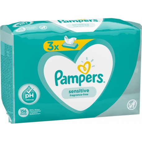 Pampers Lingettes Bébé Sensitive Pack 3&nbsp;Paquets 156&nbsp;Lingettes