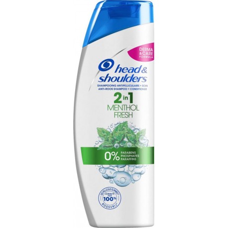 Head & Shoulders Shampooing Antipelliculaire + Soin 2 in 1 Menthol Fresh Format Familial 540ml (lot de 3)