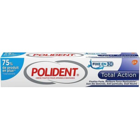 Polident Fixe en 3D Total Action Fixation Forte Meilleure Force Masticatoire 70g (lot de 3)