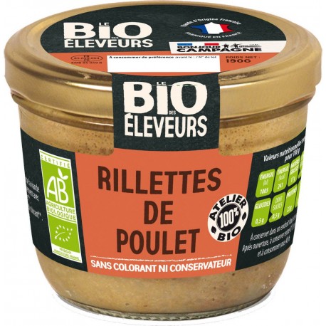 Bonjour Campagne Rillettes bio de poulet 190g