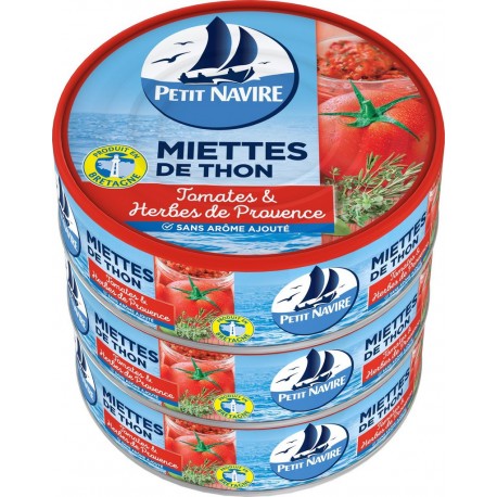 Petit Navire Miettes de Thon Tomates & Herbes de Provence 3x52g 156g