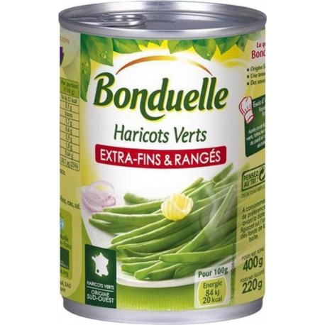 Bonduelle Haricots Verts Extra Fins & Rangés 400g (lot de 10)