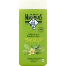 LE PETIT MARSEILLAIS GEL DOUCHE & BAIN EXTRA DOUX FEUILLE D’OLIVIER BIO & TILLEUL BIO 650ml