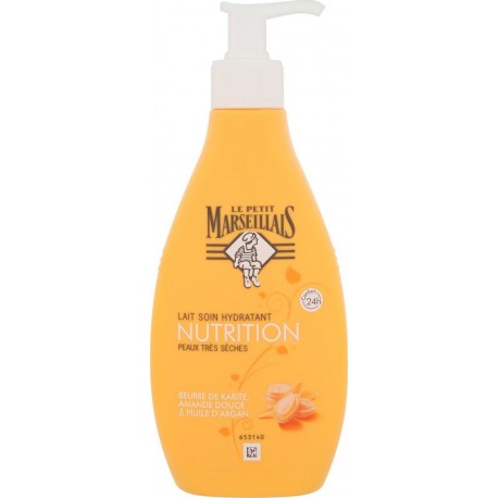Le Petit Marseillais Lait soin Hydratant parfum Beurre de karité, Amande douce & Huile d'argan pour peaux très sèches 400ml
