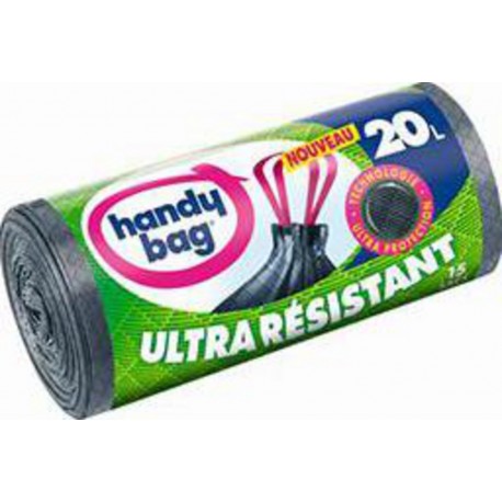 Handy Bag Sacs poubelle ultra résistants poignée coulissante 20 l les 15 sacs