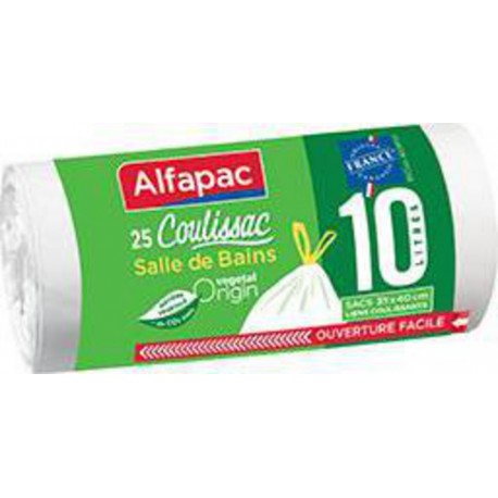 Alfapac Sacs-poubelle coulissac - Salle de bain les 25 sacs de 10L