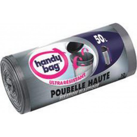 Handy Bag Sacs poubelle haute fixation élastique 50 l les 10 sacs