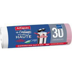 Alfapac Sacs poubelle 30l pour les poubelles hautes le rouleau de 15 sacs