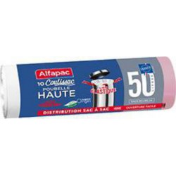 Alfapac Sacs poubelle 50l pour les poubelles hautes le rouleau de 10 sacs