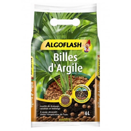 Algoflash Terreau Billes d’Argile Drainage et Aération 6L (lot de 2 soit 12L)