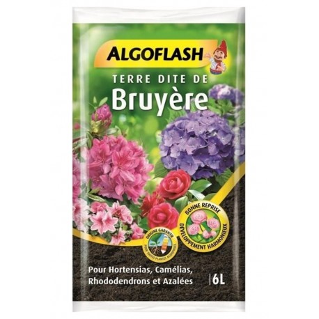 Algoflash Terreau Terre Dite de Bruyère pour Hortensias et Camélias 6L (lot de 2 soit 12L)