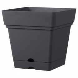 Deroma Pot Plastique à Réserve d’Eau Anthracite Longueur 17,5cm Largeur 17,5cm Hauteur 17cm (lot de 3)