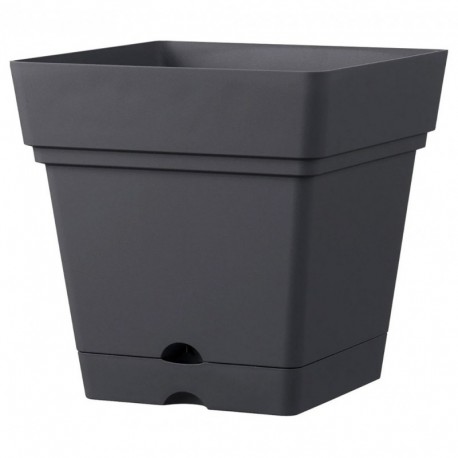 Deroma Pot Plastique à Réserve d’Eau Anthracite Longueur 17,5cm Largeur 17,5cm Hauteur 17cm (lot de 3)