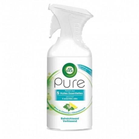 Air Wick Pure Parfum aux 5 Huiles Essentielles Fleur de Citronnier Rafraîchissant 250ml (lot de 4)