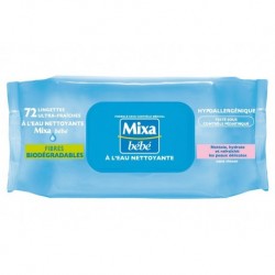 Mixa Bébé Lingettes à l’Eau Nettoyante x72 (lot de 6 soit 432 lingettes)