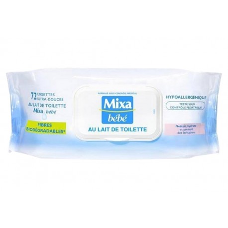 Mixa Bébé Lingettes au Lait de Toilette x72 (lot de 6 soit 432 lingettes)