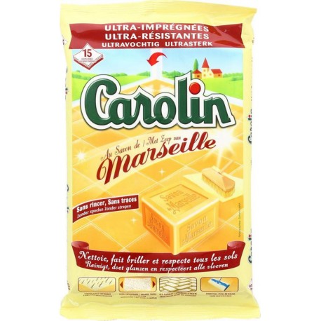 Carolin Sols Au Savon De Marseille x15 Lingettes Ultra-Imprégnées (lot de 4 soit 60 lingettes)