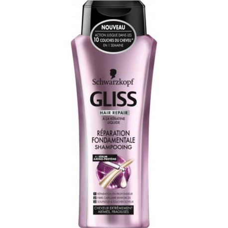 Schwarzkopf Gliss Hair Repair à la Kératine Liquide Réparation Fondamentale Shampooing 250ml (lot de 4)
