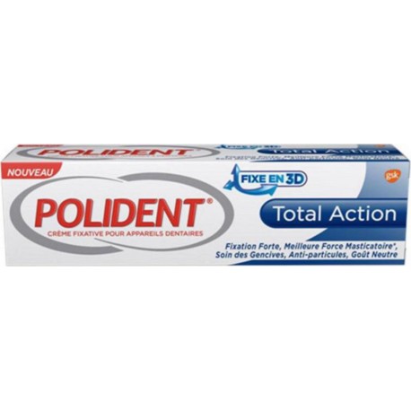 Polident Fixe en 3D Total Action Fixation Forte Meilleure Force Masticatoire 40g (lot de 3)