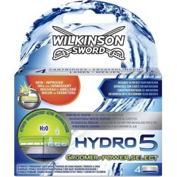 Wilkinson Sword Hydro 5 Groomer Power Select Lames de Rasoir pour Homme Aloé H2O 4 Recharges